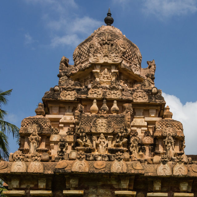 Octagonal Sikhara on the Tenkailasa shrine (Brihadesvara Temple in Gangaikonda Cholapuram)